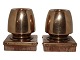 Modern Danish, pair of brass and wood candle light holders with unknown hallmark.Height 6.5 ...