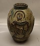 3301 RC Lidded vase 26 cm Jais Nielsen religious figures in relief Royal Copenhagen Stoneware. ...