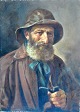 Unknown artist 
(19th century): 
Portrait of a 
fisherman with 
a pipe. Oil on 
wood. Signed. 
25.5 x ...