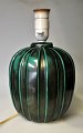 Ekeby Art deco ceramic table lamp, approx. 1930. Sweden. Green/dark glazed lamp with grooves. ...