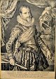 Portrait of King Christian IV. 1625. Copper engraving. Made by Joannes Muller, after painting by ...