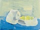 Pär Lindblad (1907-1981), Swedish artist.Arrangement with jug and lemons.Oil on board.Mid ...