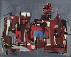 French artist.Abstract composition.Oil on canvas.Indistinctly signed and dated 1966.In ...