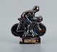 Rambervillers, French ceramic sculpture in the form of a cyclist with beautiful eosin ...