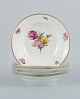 B&G, Bing & 
Grondahl Saxon 
flower.
Five deep 
plates 
decorated with 
flowers and 
gold ...