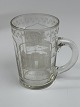 German glass / deciliter measure engraved with castle Pyrmont in bath Pyrmont in ...
