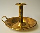 Danish chamber candlestick in brass, 19th century. With handle. Drip bowl dia: 17 cm. H.: 11 ...