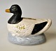 Saving bank in the shape of a duck, 19th century Denmark. Earthenware - cold painted with white, ...