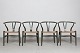 Hans J. Wegner (1914-2007)Set of 4 Wishbone Chairs model CH 24 Made of wood with green ...