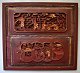 Pair of antique Chinese carved wooden panels, 19th century, with gilt. Mounted on a plate. 42 x ...