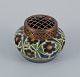 Gouda, Holland, art nouveau hand decorated ceramics.Incense vase with brass lid.Approx. ...