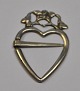 Blouse clasp in 
silver, 
heart-shaped, 
with crown and 
two doves, 
presumably 
doves. about 
1800. ...