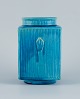 Svend Hammershøi for Kähler, ceramic vase with turquoise glaze in grooved ...