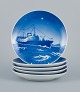 Bing & Grøndahl, a set of five Christmas plates 1951, 53, 54, 55 and 56.First factory ...