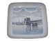 Bing & Grondahl square dish decorated with bridge and boat.The factory mark tells, that this ...