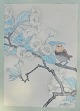 Ashikaga, Shizud (1917 - 1991) Japan: A Bird on a Branch. Woodcut. 31 x 21.5 cm.Framed: 5 x ...