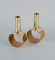 Swedish design. A pair of modernist brass candlesticks.Handmade.Late 1900s.Dimensions: H ...