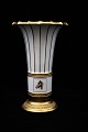 Royal Copenhagen white Hetsch vase with gold decorations and horse motif from "LUNDEN" Derby ...