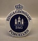 Bing and Grondahl Porcelain Dealer sign with crown 19 x 16 cm Marked with the three Royal Towers ...