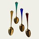 Sterling silver coffee spoons with enamel, Green, Blue, Yellow, Red, 10cm long, Norway Sterling ...