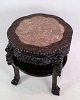 Small Chinese lamp / side table with fine detailed carvings of high quality with reddish marble ...