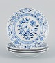 Meissen, Germany, four Blue Onion pattern plates.Hand painted.Approx. 1900.Marked.In ...