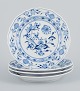 Meissen, Germany, four Blue Onion pattern plates.Hand painted.Approx. 1900.Marked.In ...