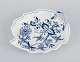 Leaf-shaped Meissen Blue Onion dish in hand-painted porcelain. Handle in the shape of a ...