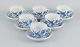Meissen, Germany. Six Meissen Blue Onion coffee cups with saucers in hand-painted ...