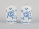 Bing & 
Grondahl, a 
pair of salt 
shakers, Blue 
Fluted Plain.
Hand painted 
with monogram 
in ...