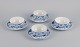 Royal Copenhagen, Blue Fluted half lace, four pairs of teacups.Model 1/525.Second and third ...