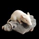 Royal Copenhagen; A rare figurine of porcelain, a mouse on a fish head #513. First. H. 4 cm. ...