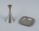Just Andersen, Denmark. Candlestick and small pewter bowl.1940s.In excellent condition with ...