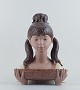 Lladro, Spain. Very large two piece figurine in glazed ceramic.Girl with bowl.1970/80s.In ...