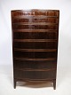 High mahogany chest of drawers, mounted on tapering brass legs, designed by master carpenter ...