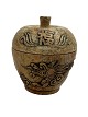 Chinese 
miniature 
lidded 
container with 
dragon, flaming 
sun, script, 
Yin and Yang 
sign carved in 
...