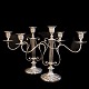 A pair of three armed English candelabras, silverplated. England around 1800.H. 40 cm. W. 53 ...