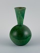 Danish ceramicist, handmade vase with glaze in green tones.Mid 20th century.In perfect ...