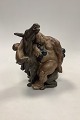 Kai Nielsen Stoneware Figurine no. 4026 Sleeping Bacchus and Climbing Faun on a Donkey. 23 cm H ...