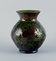 Kähler, large ceramic vase in cow horn decoration.Glaze in shades of green and ...