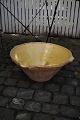 Large 19th century clay dish "Tian" from the South of France with yellow glaze pouring , spout ...