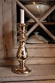 Large antique 19th century mouth-blown candlestick in poor man's silver (Mercury Glass) with a ...