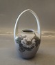 693-29 RC Art Nouveau Vase with handle-  white wild rose and butterfly  10.5 x 9.5 cm pre 1923 ...