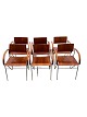 Set of six dining chairs, designed by Alfred Homann (1948-2022) in mahogany wood with chrome ...