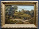 Sharp, T. (19th century) England: Landscape with walking woman. Oil on canvas. Signed: T. Sharp ...