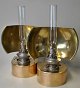 A pair of ship's kerosene lamps in brass, 19th century. With reflectors and suspension. Height ...