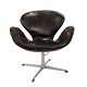 Arne Jacobsen; Swan chair, design chair in original condition, with its original black leather ...