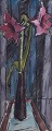 Ivan Franke, Swedish artist. Oil on canvas. Modernist still life with amaryllis.