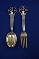 Michelsen 
Christmas 
spoons & forks 
of Danish 
partial Danish 
gilt sterling 
silver or three 
Towers ...