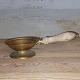 Danish gliding 
bowl in copper 
with handle in 
wood. Owner's 
initials and 
stamp with 
master mark ...